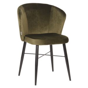 LABEL51 Dining chair Wave - Army green - Velvet Color: Army green