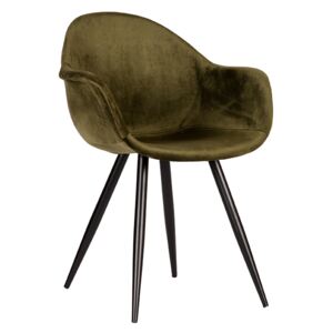 LABEL51 Dining chair Forli - Army green - Velvet Color: Army green