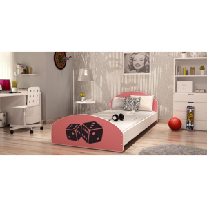 Moderní dětská postel JESUS, 200x90, růžový/ VZOR 02