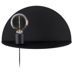 Černá nástěnná lampa s poličkou Shelfie, výška 20 cm