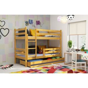 Dětská patrová postel Liběna - 2 osoby, 80x160 s úložným prostorem – Olše, Grafit