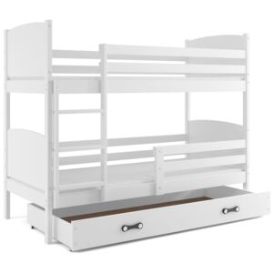 Dětská patrová postel Evžen - 2 osoby, 90x200 s úložným prostorem – Bílá, Bílá