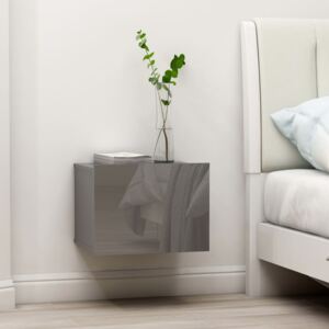 Noční stolek šedý s vysokým leskem 40 x 30 x 30 cm dřevotříska