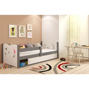 Dětská postel Andrea 1 80x160 - 1 osoba - Grafitová, Bílá
