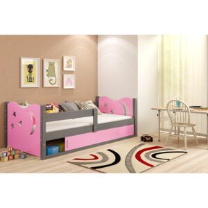 Dětská postel Andrea 1 80x160 - 1 osoba - Grafitová, Růžová