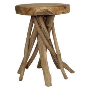Stolička z teakového dřeva HSM collection Branch, ⌀ 33 cm