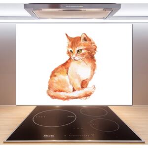 Skleněný panel do kuchynské linky Červená kočka