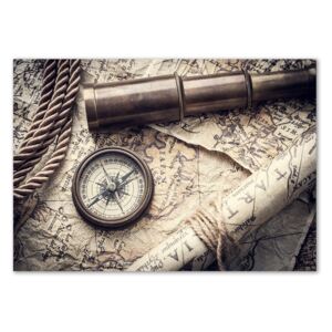 Fotoobraz na skle Kompas mapa lupa