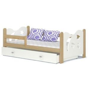 DOBRESNY Moderní dětská postel MIKOLAJ z borovicového dřeva Barva konstrukce: Olše, Barva ostatních dílů: Šedá