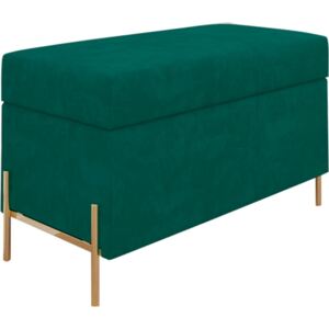 Zelená sametová lavice s úložným prostorem Skandica Borgo 80 cm