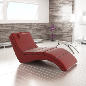 Relaxační křeslo designové ekokůže červená LONG