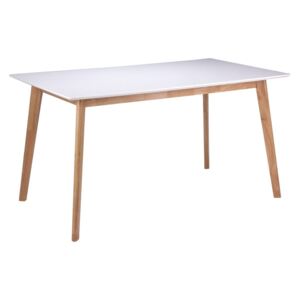 Bílý jídelní stůl s podnožím z kaučukovníkového dřeva sømcasa Marie, délka 140 cm