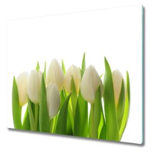 E-shop24, 60x52 cm, 5D28819889, Skleněná deska Tulipány bíle