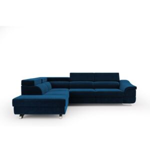 Královsky modrá rozkládací rohová pohovka se sametovým potahem Windsor & Co Sofas Apollon, levý roh