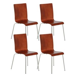Dřevěná židle s chromovanou konstrukcí CLASSIC, ořech, 4 ks