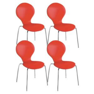Dřevěná jídelní židle CANDY, červená 4 ks