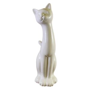 Soška keramická bílá Kočka 25 cm