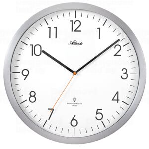 Designové nástěnné hodiny AT4382-4 stříbrné řízené signálem DCF
