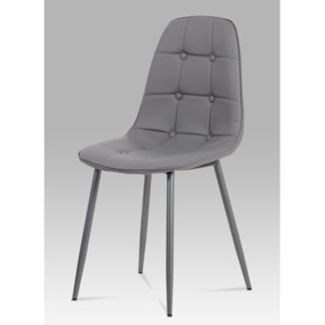 Jídelní židle očalouněná šedou ekokůží s designovým prošitím CT-393 GREY AKCE
