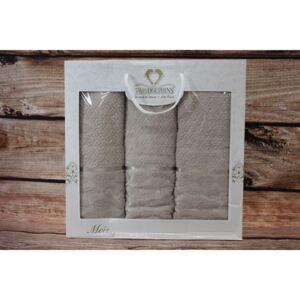 Set ručníků v dárkovém balení TWO DOLPHINS (2ks 50x90cm, 1ks 70x140cm) - béžový 01