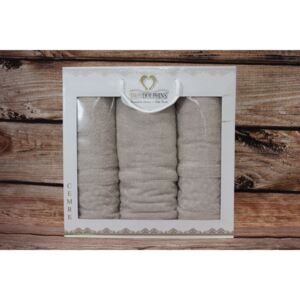 Set ručníků v dárkovém balení TWO DOLPHINS (2ks 50x90cm, 1ks 70x140cm) - béžový 02