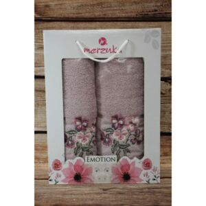 Set ručníků v dárk. balení TWO DOLPHINS (1ks 50x90cm, 1ks 70x140cm) - růžový
