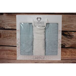 Set ručníků v dárk. balení TWO DOLPHINS (2ks 50x90cm, 1ks 70x140cm) - bleděmodrý