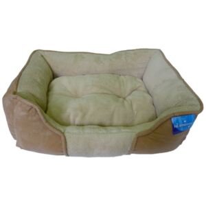 Béžový pelíšek pro psa - 61x48 cm (Měkký béžový pelíšek pro středně velké psy. Je praktický a snadno se udržuje.)