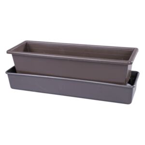 Nohelgarden Truhlík samozavlažovací LEBIŠ s knoty plastový hnědý 50cm