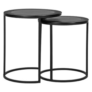 Set 2 černých kovových konferenčních stolků LABEL51 Revo, 40 cm