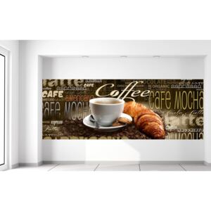Gario Fototapeta Chutná káva a croissant Materiál: Samolepící, Velikost: 268 x 100 cm