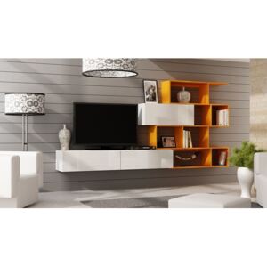 Cama Meble Obývací stěna VIGO 16 Barva: bílá/oranžová