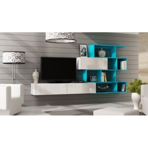 Cama Meble Obývací stěna VIGO 16 Barva: bílá/modrá