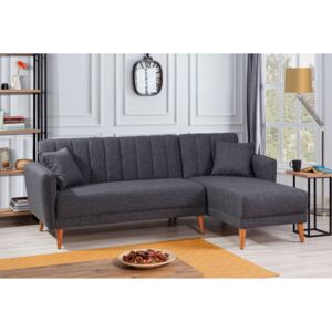 Atelier del sofa Rozkladatelná rohová pohovka AQUA s lenoškou tmavě šedá 867UNQ1404