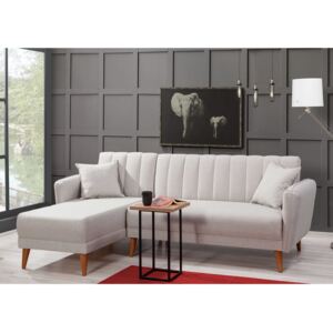 Atelier del sofa Rozkladatelná rohová pohovka AQUA s lenoškou krémová 867UNQ1401