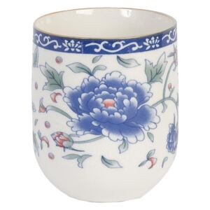 Kalíšek na čaj modrý dekor kytička -pr 6*8 cm