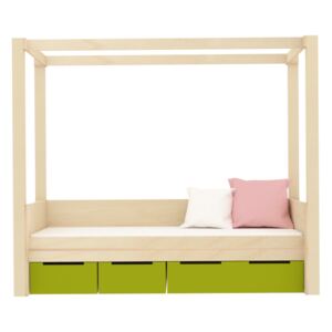 LITTLE DESIGN TYP B-Z – Dětská postel / Vyšší jednolůžko s úložným prostorem a s nebesy Barva: 6 - tmavě zelená