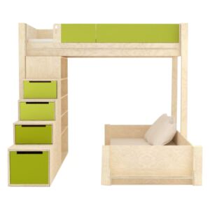 LITTLE DESIGN TYP C – Dětská postel / Palanda do L Barva: světle zelená/tmavě zelená