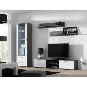 Cama Meble Obývací stěna SOHO 1 Barva: šedá/bílý lesk, Délka TV stolku: 140cm