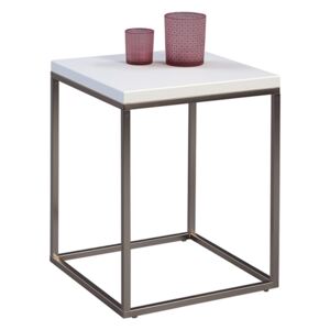 Odkládací stolek Olaf, 40 cm, bílá/nerez