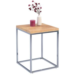 Odkládací stolek Olaf, 40 cm, dub/chrom