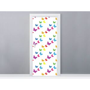 Gario Samolepící fólie na dveře Barevné motýly 95x205cm