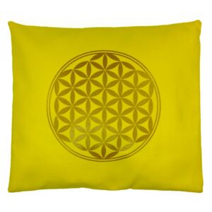 S radostí - vlastní výroba Pohankový polštář s květem života - žlutý Velikost: 35 x 40 cm