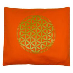 S radostí - vlastní výroba Pohankový polštář s květem života - oranžový Velikost: 35 x 40 cm