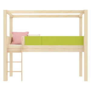 LITTLE DESIGN TYP K-Ž – Dětská postel / Střední jednolůžko ("hnízdo") s nebesy, zábranami a žebříkem Barva: 5 - světle zelená