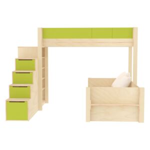 LITTLE DESIGN TYP D-P - Dětská postel / Palanda s výsuvným lůžkem do L Barva: 5 - světle zelená