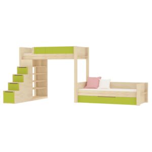 LITTLE DESIGN TYP F-P - Dětská postel / Mimoúrovňová palanda s výsuvným lůžkem Barva: 5 - světle zelená