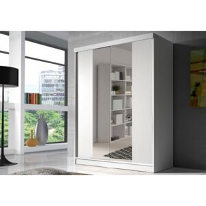 Kvalitní šatní skříň Bien BIS 02 160 cm, bílá se zrcadlem