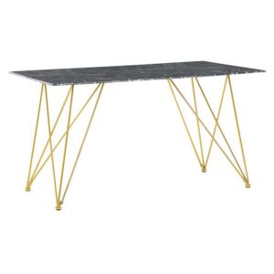 Jídelní stůl černý a zlatý 140 x 80 cm KENTON, efekt mramoru