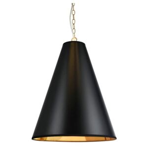 Závěsné svítidlo | Ø40x48cm, černá / lesklá zlatá / broušená mosaz | Aca Lighting (AD8029BG)